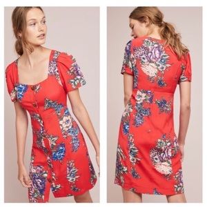 Anthropologie Maeve Caldwell red floral dress